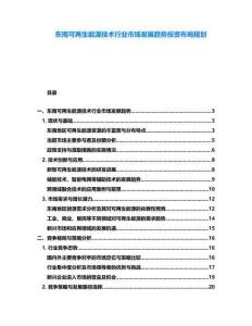 東南可再生能源技術(shù)行業(yè)市場(chǎng)發(fā)展趨勢(shì)投資布局規(guī)劃