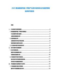 2025椰油酰胺丙基二甲胺產業資本結構優化與融資策略選擇研究報告