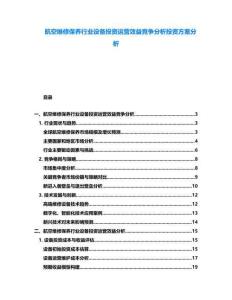 航空維修保養(yǎng)行業(yè)設(shè)備投資運(yùn)營(yíng)效益競(jìng)爭(zhēng)分析投資方案分析