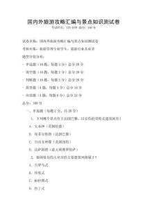國內外旅游攻略匯編與景點知識測試卷
