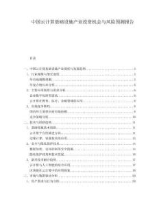 中國云計算基礎設施產業投資機會與風險預測報告