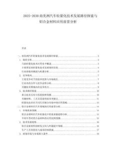 2025-2030南美洲汽車輕量化技術(shù)發(fā)展路徑探索與鋁合金材料應(yīng)用前景分析