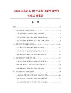 2026及未来5-10年遥控飞艇项目投资价值分析报告