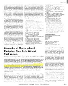 Generation of Mouse Induced pluripotent Stem Cells Without Viral Vectors(Yamanaka,Science,2008)