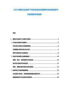 2025國際文化娛樂產業商業模式深度解析及流量變現與內容創新研究報告