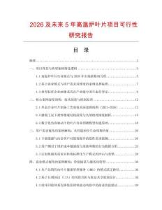 2026及未來5年高溫爐葉片項目可行性研究報告