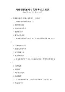 網絡營銷策略與實戰考試及答案