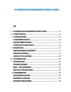 東北亞鋼鐵冶煉業(yè)環(huán)保設(shè)備更新?lián)Q代評(píng)估資本計(jì)劃報(bào)告
