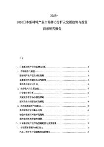 2025-2030日本新材料產業市場潛力分析及發展趨勢與投資前景研究報告