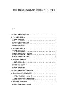 2025-2030汽車后市場服務供需細分行業分析指南