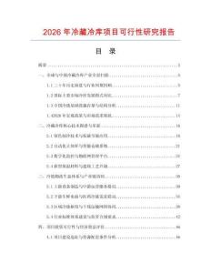 2026年冷藏冷库项目可行性研究报告
