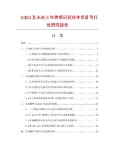 2026及未來5年牌照識別軟件項目可行性研究報告