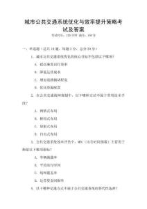 城市公共交通系統優化與效率提升策略考試及答案
