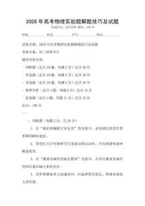 2026年高考物理實(shí)驗(yàn)題解題技巧及試題