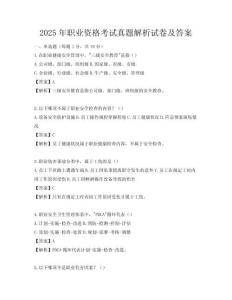 2025年職業資格考試真題解析試卷及答案