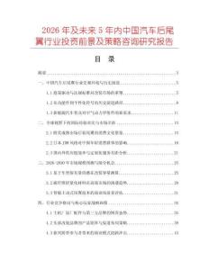 2026年及未来5年内中国汽车后尾翼行业投资前景及策略咨询研究报告