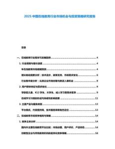 2025中國在線教育行業市場機會與投資策略研究報告