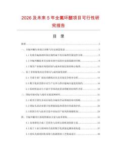 2026及未來5年全氟環(huán)醚項目可行性研究報告
