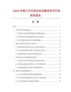 2026年插入桿式液位變送器項目可行性研究報告