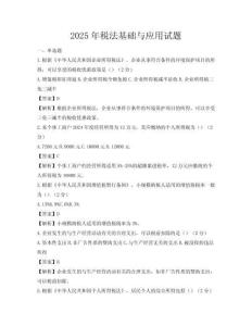2025年税法基础与应用试题