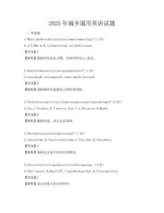 2025年城鄉通用英語試題