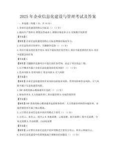 2025年企業信息化建設與管理考試及答案