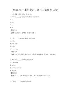 2025年中小學英語：語法與詞匯測試卷