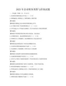 2025年企業財務預算與控制試題