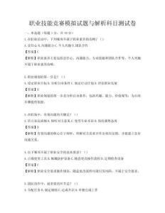 職業技能競賽模擬試題與解析科目測試卷