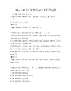 2025年注冊會計師考試專業(yè)階段試題