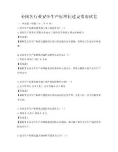 全國各行業安全生產標準化建設指南試卷