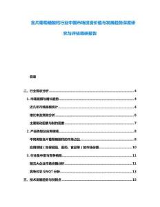 含片葡萄糖酸鈣行業中國市場投資價值與發展趨勢深度研究與評估調研報告