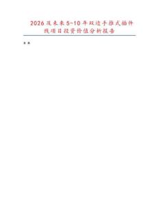 2026及未來5-10年雙邊手推式插件線項目投資價值分析報告