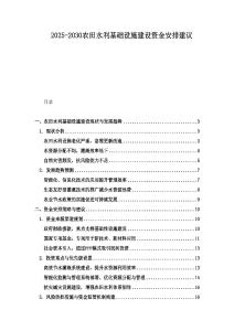 2025-2030農(nóng)田水利基礎(chǔ)設(shè)施建設(shè)資金安排建議