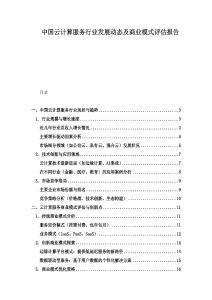 中國云計算服務行業發展動態及商業模式評估報告