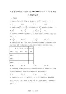廣東東莞市第十三高級中學2025-2026學年高三下學期5月月考數(shù)學試卷【附解析】