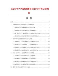 2026年六角銷緊螺母項目可行性研究報告