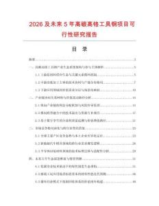 2026及未來5年高碳高鉻工具鋼項目可行性研究報告