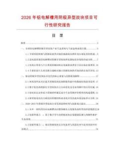 2026年鋁電解槽用陰極異型炭塊項目可行性研究報告