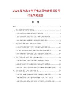 2026及未來(lái)5年手電萬(wàn)歷收音機(jī)項(xiàng)目可行性研究報(bào)告