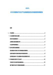 2025-2030中國電子支付產業發展現狀及市場前景預測報告