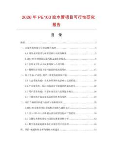 2026年PE100給水管項目可行性研究報告