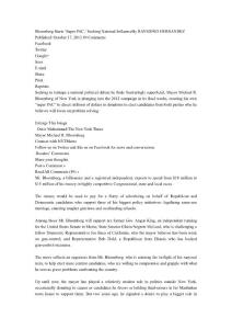 Bloomberg Starts ‘Super PAC,’ Seeking National Influence