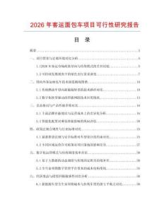 2026年客運(yùn)面包車項(xiàng)目可行性研究報(bào)告