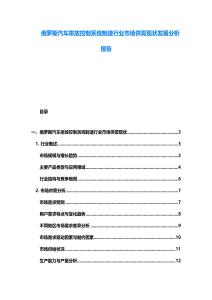 俄罗斯汽车排放控制系统制造行业市场供需现状发展分析报告