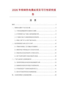 2026年鎢錸熱電偶絲項目可行性研究報告