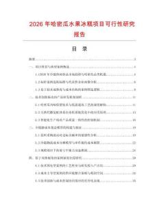 2026年哈密瓜水果冰糕項目可行性研究報告