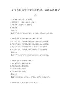 全国通用语文作文主题拓展，表达力提升试卷