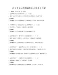 電子商務(wù)運(yùn)營(yíng)策略知識(shí)點(diǎn)試卷及答案