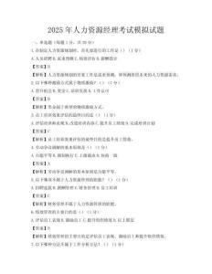 2025年人力資源經理考試模擬試題